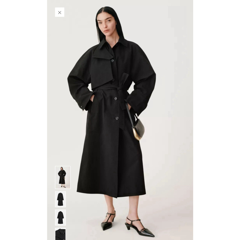 Vintage Brettons Essential Trench Coat Jacket Black Womens Size 12